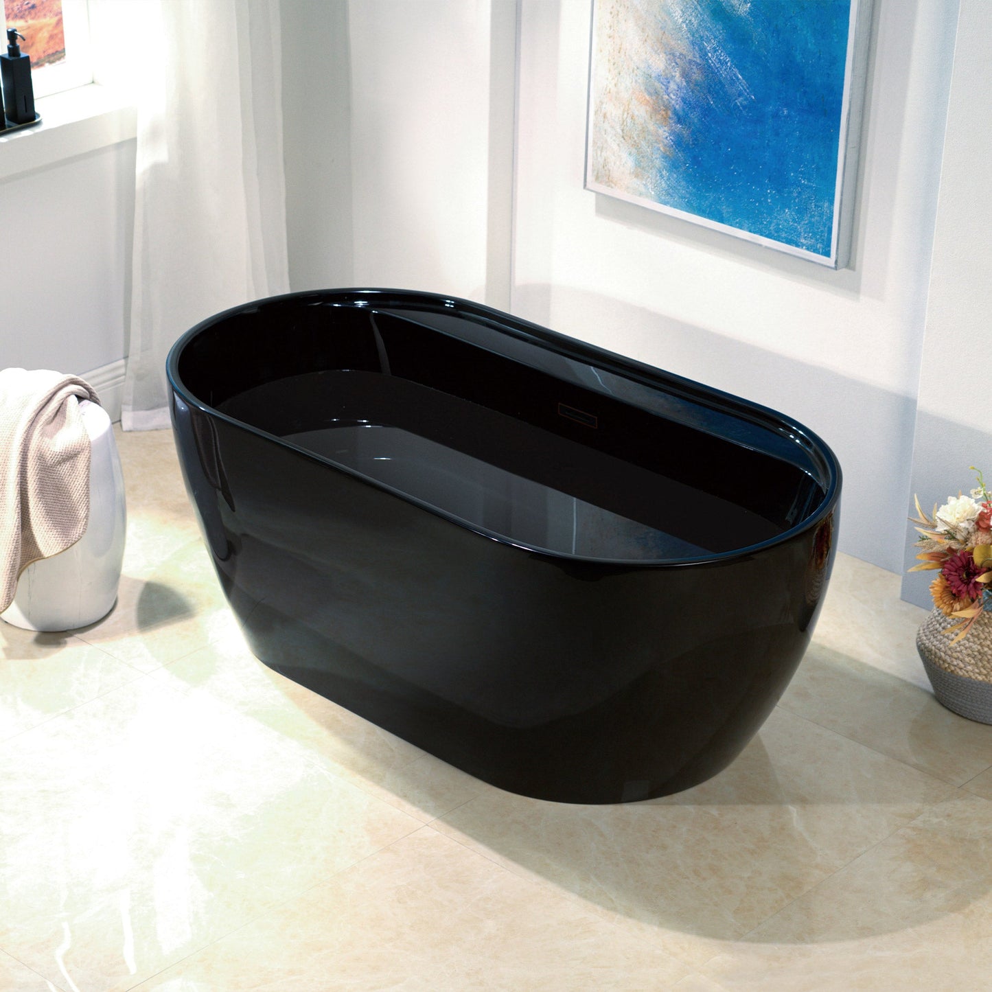 WOODBRIDGE 59" L x 31-1/2" W Freestanding Contemporary Acrylic Soaking Bathtub