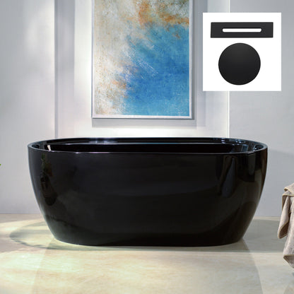 WOODBRIDGE 59" L x 31-1/2" W Freestanding Contemporary Acrylic Soaking Bathtub