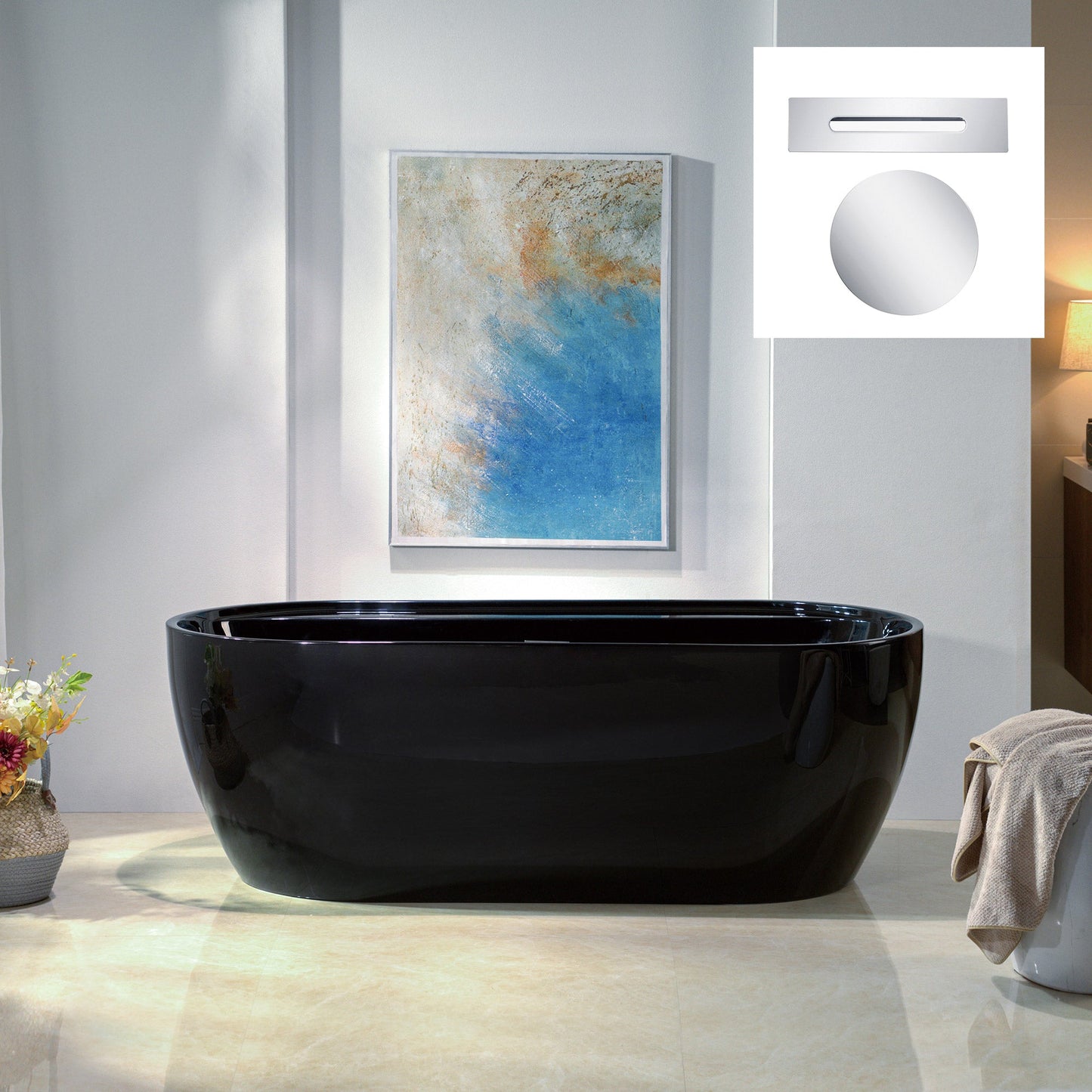 WOODBRIDGE 67" L x 31-1/2" W Freestanding Contemporary Acrylic Soaking Bathtub