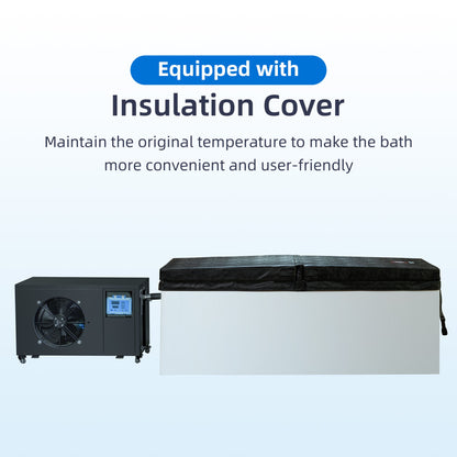 WOODBRIDGE 67" L x 31-1/2" W Freestanding Acrylic Cold Plunge Ice Tub with Chiller and Heater, Ozone sanitation, Filter circulation system, Insulated tub cover