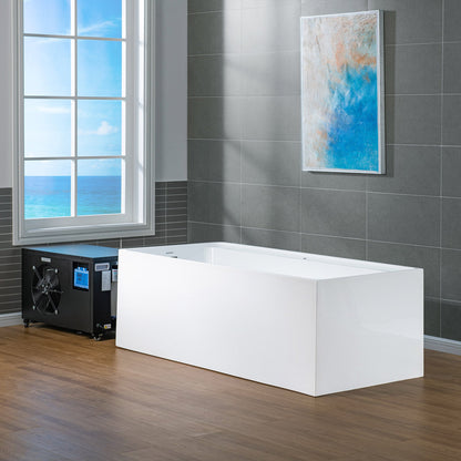 WOODBRIDGE 67" L x 31-1/2" W Freestanding Acrylic Cold Plunge Ice Tub with Chiller and Heater, Ozone sanitation, Filter circulation system, Insulated tub cover