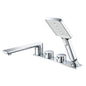 WOODBRIDGE Widespread Deck Mount Roman Tub Faucet with Hand Shower, Two-Handle 4-Holes Bathtub Shower Faucet Set
