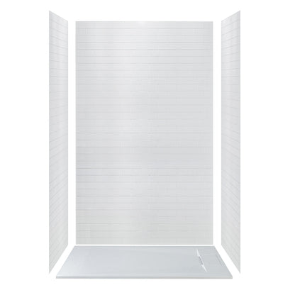 WOODBRIDGE 47.5 in L x 31.5 in W Zero Threshold End Drain Shower Base with Reversible Drain Placement, Matching Decorative Drain Plate and Tile Flange, Wheel Chair Access, Low Profile