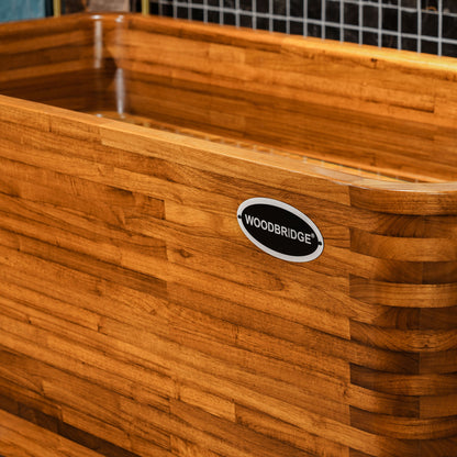 WOODBRIDGE 59" Freestanding Handcrafted Natural Wood Soaking Rectangular Bathtub