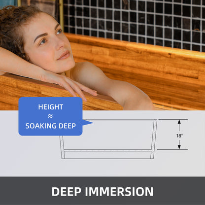WOODBRIDGE 59" Freestanding Handcrafted Natural Wood Soaking Rectangular Bathtub