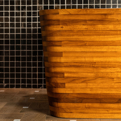 WOODBRIDGE 59" Freestanding Handcrafted Natural Wood Soaking Rectangular Bathtub