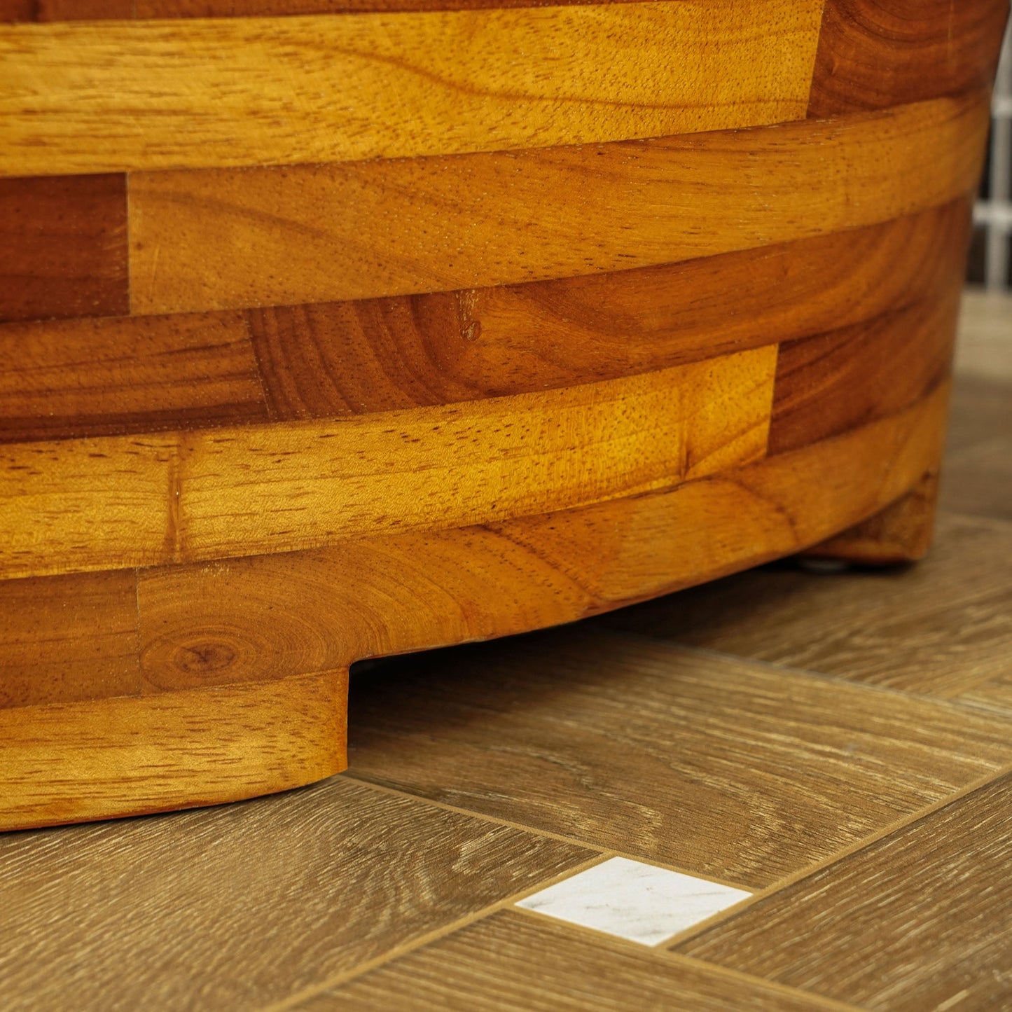 WOODBRIDGE 59" Freestanding Handcrafted Natural Wood Soaking Oval Bathtub