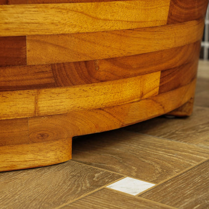 WOODBRIDGE 59" Freestanding Handcrafted Natural Wood Soaking Oval Bathtub