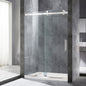WOODBRIDGE Frameless Single Sliding Shower Doors, 44-48" Width x 76" Height with 5/16"(8mm) Clear Tempered Glass and Explosion-Proof Film