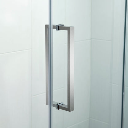 WOODBRIDGE Frameless Single Sliding Shower Doors, 44-48" Width x 76" Height with 5/16"(8mm) Clear Tempered Glass and Explosion-Proof Film