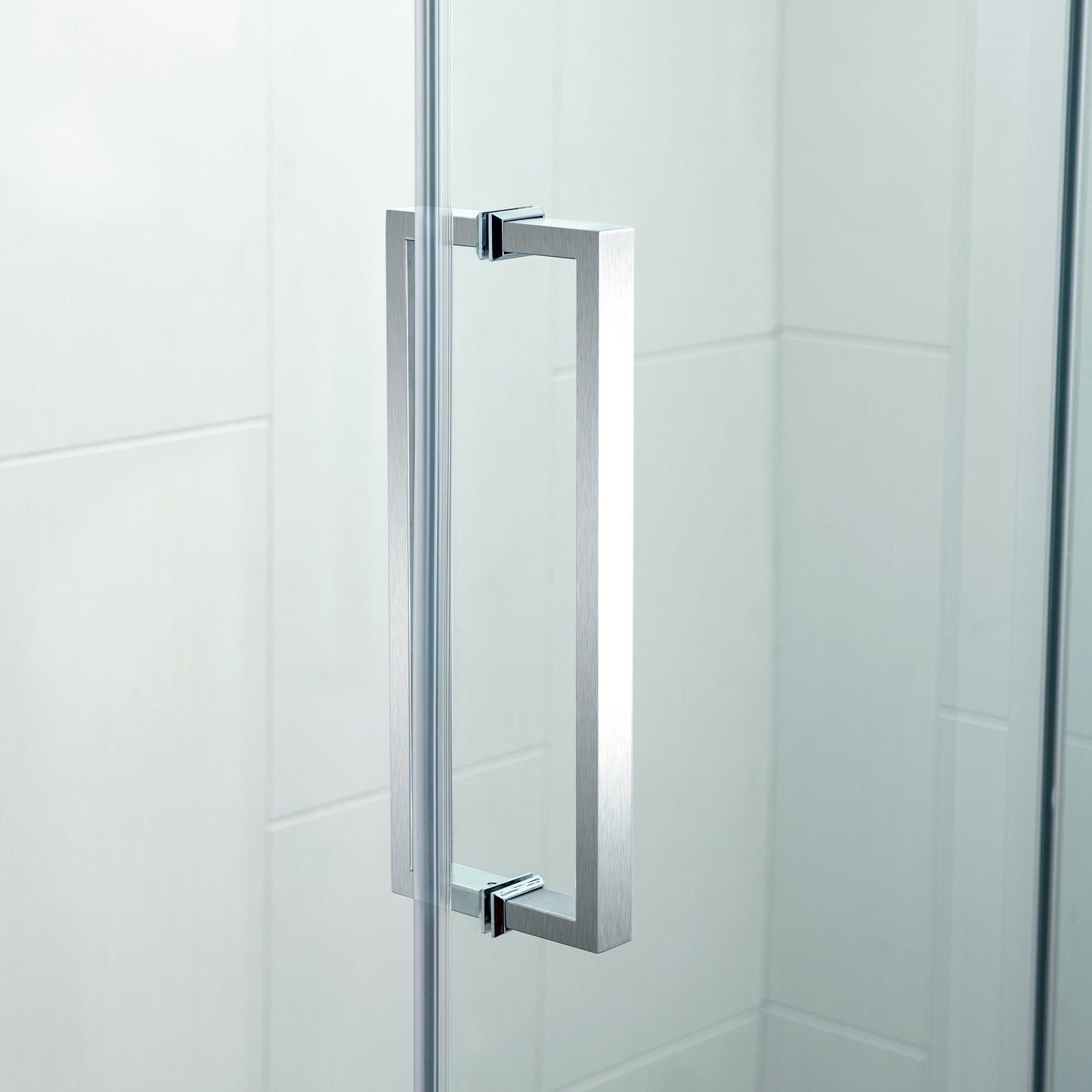 WOODBRIDGE Frameless Single Sliding Shower Doors, 44-48" Width x 76" Height with 5/16"(8mm) Clear Tempered Glass and Explosion-Proof Film