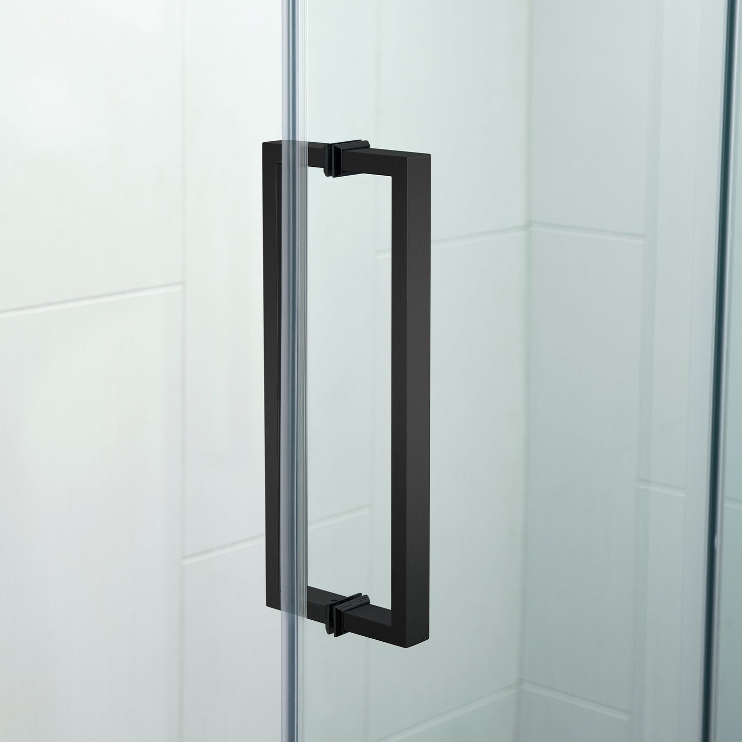 WOODBRIDGE Frameless Single Sliding Shower Doors, 44-48" Width x 76" Height with 5/16"(8mm) Clear Tempered Glass and Explosion-Proof Film