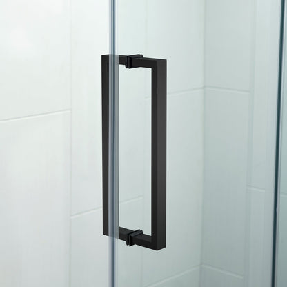 WOODBRIDGE Frameless Single Sliding Shower Doors, 44-48" Width x 76" Height with 5/16"(8mm) Clear Tempered Glass and Explosion-Proof Film