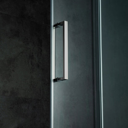 WOODBRIDGE Frameless Single Sliding Shower Doors, 56-60" Width x 62" Height with 5/16"(8mm) Clear Tempered Glass and Explosion-Proof Film