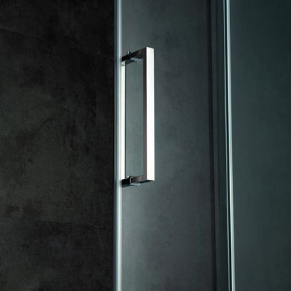 WOODBRIDGE Frameless Single Sliding Shower Doors, 56-60" Width x 62" Height with 5/16"(8mm) Clear Tempered Glass and Explosion-Proof Film