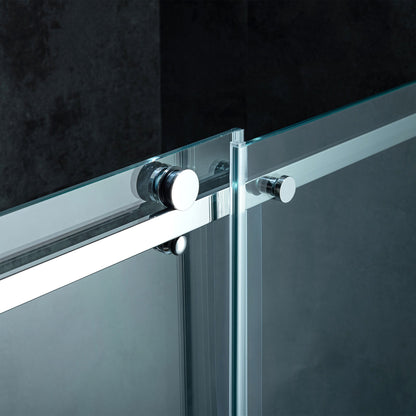 WOODBRIDGE Frameless Single Sliding Shower Doors, 56-60" Width x 62" Height with 5/16"(8mm) Clear Tempered Glass and Explosion-Proof Film
