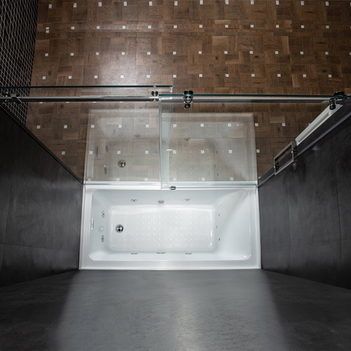 WOODBRIDGE Frameless Single Sliding Shower Doors, 56-60" Width x 62" Height with 5/16"(8mm) Clear Tempered Glass and Explosion-Proof Film