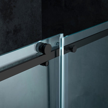 WOODBRIDGE Frameless Single Sliding Shower Doors, 56-60" Width x 62" Height with 5/16"(8mm) Clear Tempered Glass and Explosion-Proof Film