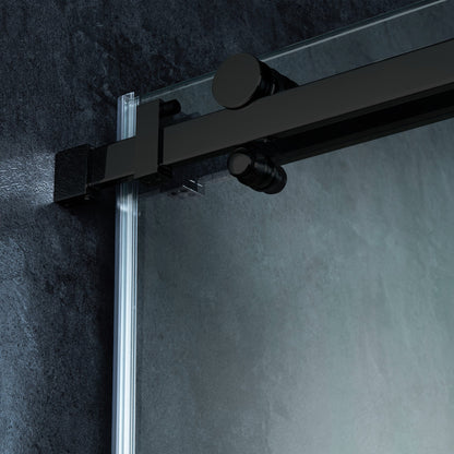 WOODBRIDGE Frameless Single Sliding Shower Doors, 56-60" Width x 62" Height with 5/16"(8mm) Clear Tempered Glass and Explosion-Proof Film