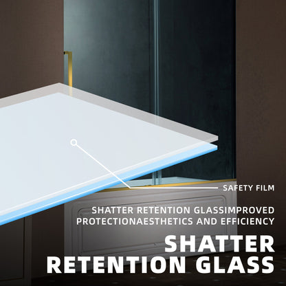 WOODBRIDGE Frameless Single Sliding Shower Doors, 56-60" Width x 62" Height with 5/16"(8mm) Clear Tempered Glass and Explosion-Proof Film