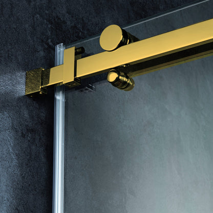 WOODBRIDGE Frameless Single Sliding Shower Doors, 56-60" Width x 62" Height with 5/16"(8mm) Clear Tempered Glass and Explosion-Proof Film