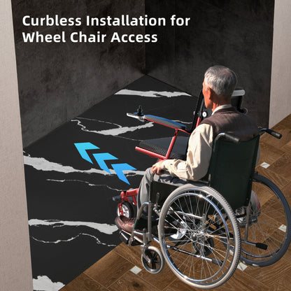 WOODBRIDGE 47.25 in L x 31.5 in W Zero Threshold End Drain Shower Base with Reversible Drain Placement, Matching Decorative Drain Plate and Tile Flange, Wheel Chair Access, Low Profile