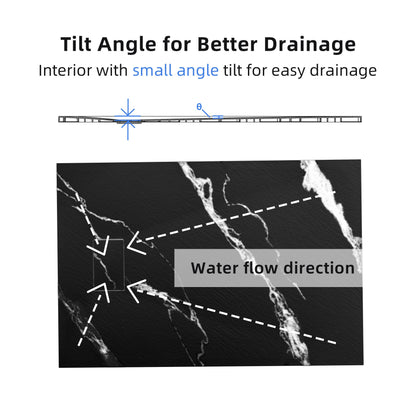 WOODBRIDGE 47.25 in L x 31.5 in W Zero Threshold End Drain Shower Base with Reversible Drain Placement, Matching Decorative Drain Plate and Tile Flange, Wheel Chair Access, Low Profile