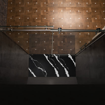 WOODBRIDGE 47.25 in L x 31.5 in W Zero Threshold End Drain Shower Base with Reversible Drain Placement, Matching Decorative Drain Plate and Tile Flange, Wheel Chair Access, Low Profile