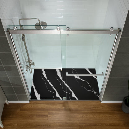 WOODBRIDGE 47.25 in L x 31.5 in W Zero Threshold End Drain Shower Base with Reversible Drain Placement, Matching Decorative Drain Plate and Tile Flange, Wheel Chair Access, Low Profile