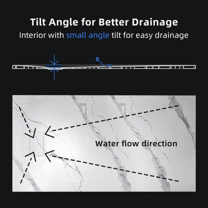 WOODBRIDGE 47.25 in L x 31.5 in W Zero Threshold End Drain Shower Base with Reversible Drain Placement, Matching Decorative Drain Plate and Tile Flange, Wheel Chair Access, Low Profile