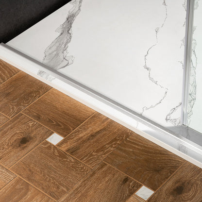 WOODBRIDGE 47.25 in L x 31.5 in W Zero Threshold End Drain Shower Base with Reversible Drain Placement, Matching Decorative Drain Plate and Tile Flange, Wheel Chair Access, Low Profile