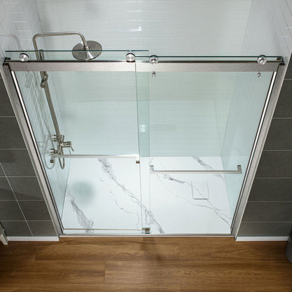 WOODBRIDGE 47.25 in L x 31.5 in W Zero Threshold End Drain Shower Base with Reversible Drain Placement, Matching Decorative Drain Plate and Tile Flange, Wheel Chair Access, Low Profile