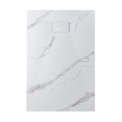 WOODBRIDGE 47.25 in L x 31.5 in W Zero Threshold End Drain Shower Base with Reversible Drain Placement, Matching Decorative Drain Plate and Tile Flange, Wheel Chair Access, Low Profile