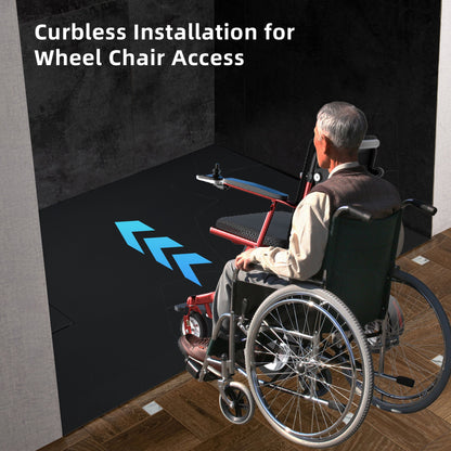 WOODBRIDGE 47.25 in L x 31.5 in W Zero Threshold End Drain Shower Base with Reversible Drain Placement, Matching Decorative Drain Plate and Tile Flange, Wheel Chair Access, Low Profile