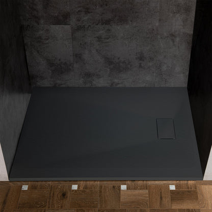 WOODBRIDGE 47.25 in L x 31.5 in W Zero Threshold End Drain Shower Base with Reversible Drain Placement, Matching Decorative Drain Plate and Tile Flange, Wheel Chair Access, Low Profile