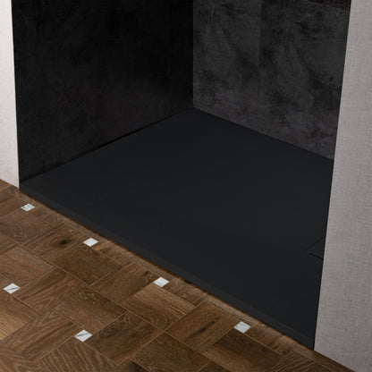 WOODBRIDGE 47.25 in L x 31.5 in W Zero Threshold End Drain Shower Base with Reversible Drain Placement, Matching Decorative Drain Plate and Tile Flange, Wheel Chair Access, Low Profile