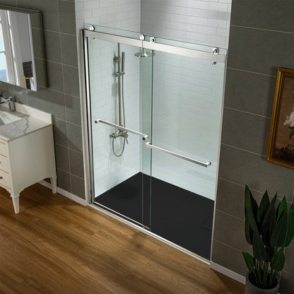 WOODBRIDGE 47.25 in L x 31.5 in W Zero Threshold End Drain Shower Base with Reversible Drain Placement, Matching Decorative Drain Plate and Tile Flange, Wheel Chair Access, Low Profile