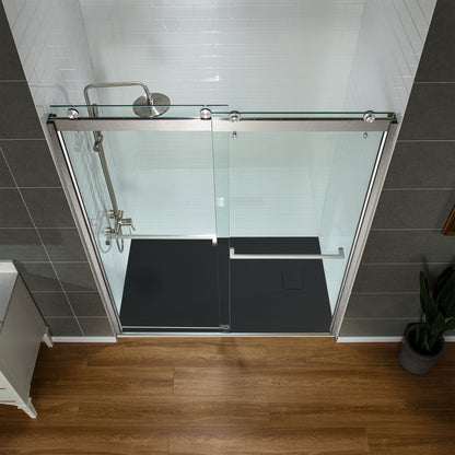 WOODBRIDGE 47.25 in L x 31.5 in W Zero Threshold End Drain Shower Base with Reversible Drain Placement, Matching Decorative Drain Plate and Tile Flange, Wheel Chair Access, Low Profile