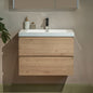 WOODBRIDGE 23-5/8 in. W x 19-5/8 in. D Wall Mounted Floating Vanity in Natural Oak with Resin Composite Vanity Top in Glossy White