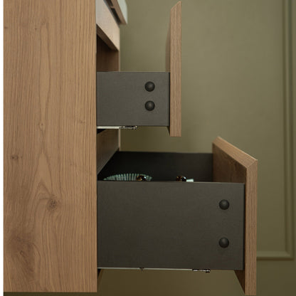 WOODBRIDGE 23-5/8 in. W x 19-5/8 in. D Wall Mounted Floating Vanity in Natural Oak with Resin Composite Vanity Top in Glossy White