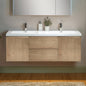 WOODBRIDGE 23-5/8 in. W x 19-5/8 in. D Wall Mounted Floating Vanity in Natural Oak with Resin Composite Vanity Top in Glossy White