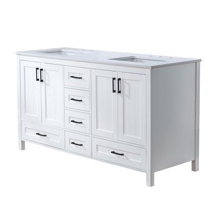 WOODBRIDGE 35-7/8" Floor Mounted Freestanding Single Basin Vanity Set with Rubberwood Cabinet and Stone Vanity Top with Pre-installed Undermount Rectangle Bathroom Sink, Pre-Drilled 3-hole for 8-inch Widespread Faucet, DOVER-36-WH