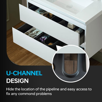 WOODBRIDGE 23-5/8 in. W x 19-5/8 in. D Wall Mounted Floating Vanity in Glossy White with Resin Composite Vanity Top in Glossy White