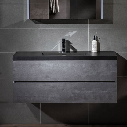 WOODBRIDGE 23-5/8 in. W x 19-5/8 in. D Wall Mounted Floating Bathroom Vanity in Gray with Quartz Sand Composite Vanity Top in Matte Black