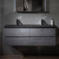 WOODBRIDGE 23-5/8 in. W x 19-5/8 in. D Wall Mounted Floating Bathroom Vanity in Gray with Quartz Sand Composite Vanity Top in Matte Black