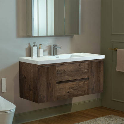 WOODBRIDGE 23-5/8 in. W x 19-5/8 in. D Wall Mounted Floating Vanity in Rose Wood with Resin Composite Vanity Top in Glossy White