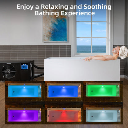 WOODBRIDGE 67" L x 31-1/2" W Freestanding Acrylic Cold Plunge Ice Tub with Chiller and Heater, Ozone sanitation, Filter circulation system, Insulated tub cover