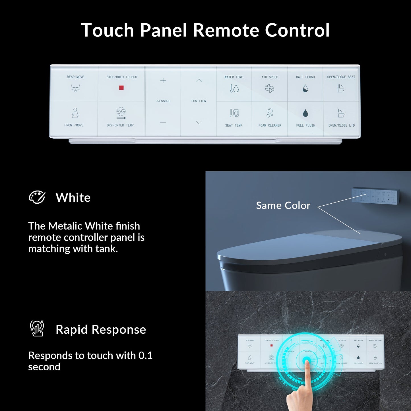 WOODBRIDGE B0931S Smart Bidet Toilet with 1.28 GPF Dual Flush Auto Open & Close, Foot Sensor Flush, Voice Control,1000 Gram Map Flushing Score, Movement Drying, LED Display, Chair Height Design and Cleaning Foam Dispenser