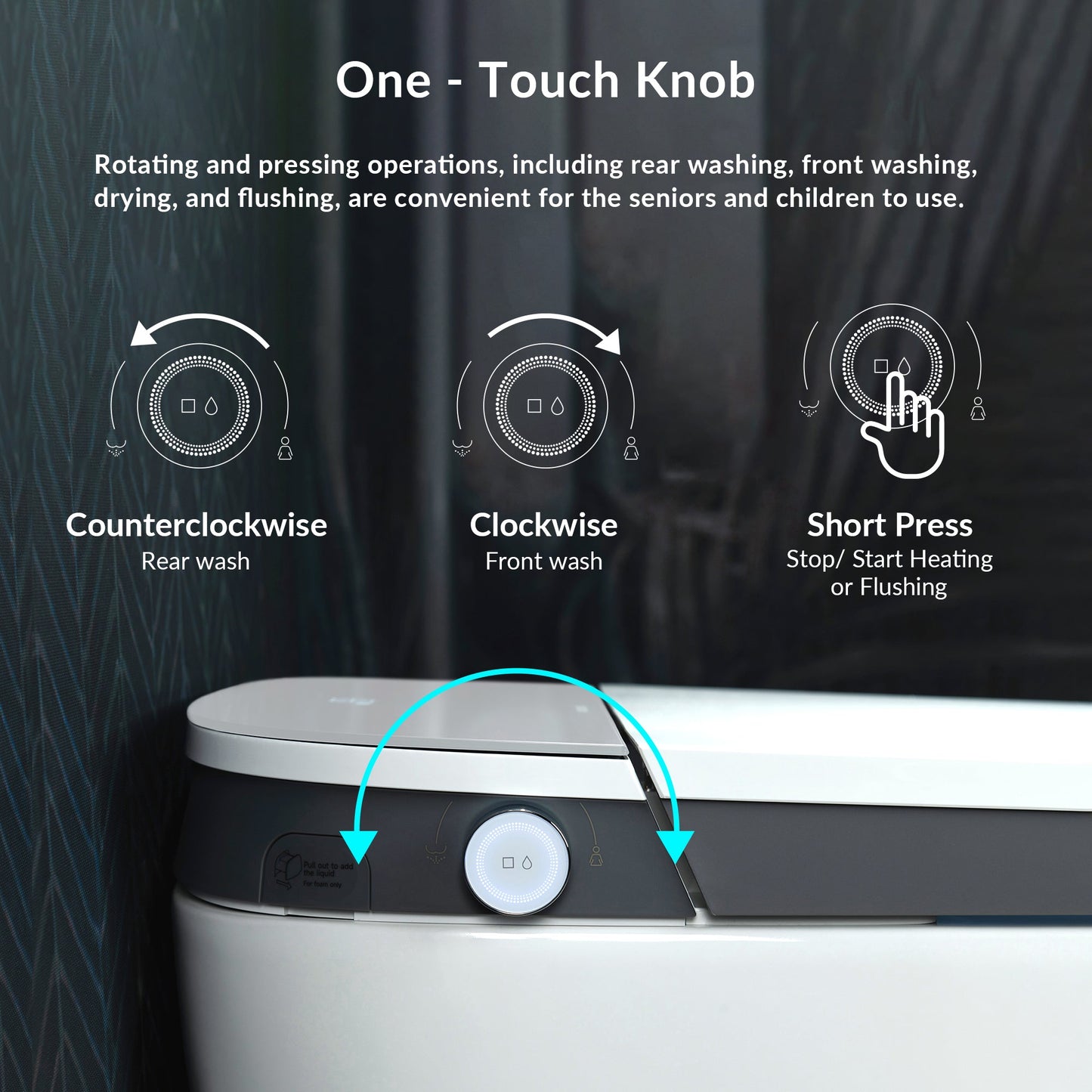 WOODBRIDGE B0931S Smart Bidet Toilet with 1.28 GPF Dual Flush Auto Open & Close, Foot Sensor Flush, Voice Control,1000 Gram Map Flushing Score, Movement Drying, LED Display, Chair Height Design and Cleaning Foam Dispenser