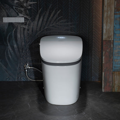 WOODBRIDGE B0931S Smart Bidet Toilet with 1.28 GPF Dual Flush Auto Open & Close, Foot Sensor Flush, Voice Control,1000 Gram Map Flushing Score, Movement Drying, LED Display, Chair Height Design and Cleaning Foam Dispenser